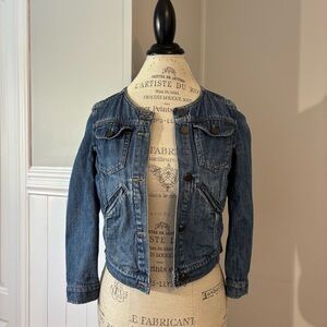 InWear Collarless Blue Denim Jacket Size 6